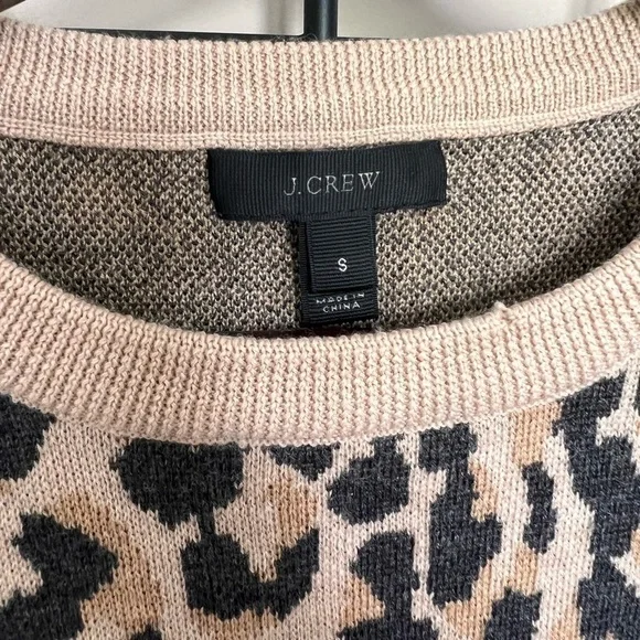 J. Crew 100% Merino Wool Animal Print Crewneck Sweater Sz S - Picture 4 of 8